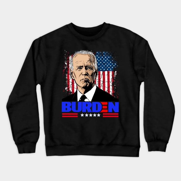 Funny Political Joe "Burden" Cartoon Crewneck Sweatshirt by PsychoDynamics